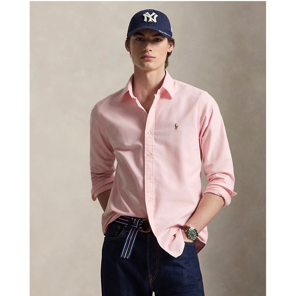 Polo Ralph Lauren Mens Pink Iconic Oxford Button Down Shirt Classic Fit Medium M
